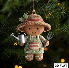 Personalized Gingerbread Gardener Ornament Acrylic 2D Flat 3.5 in