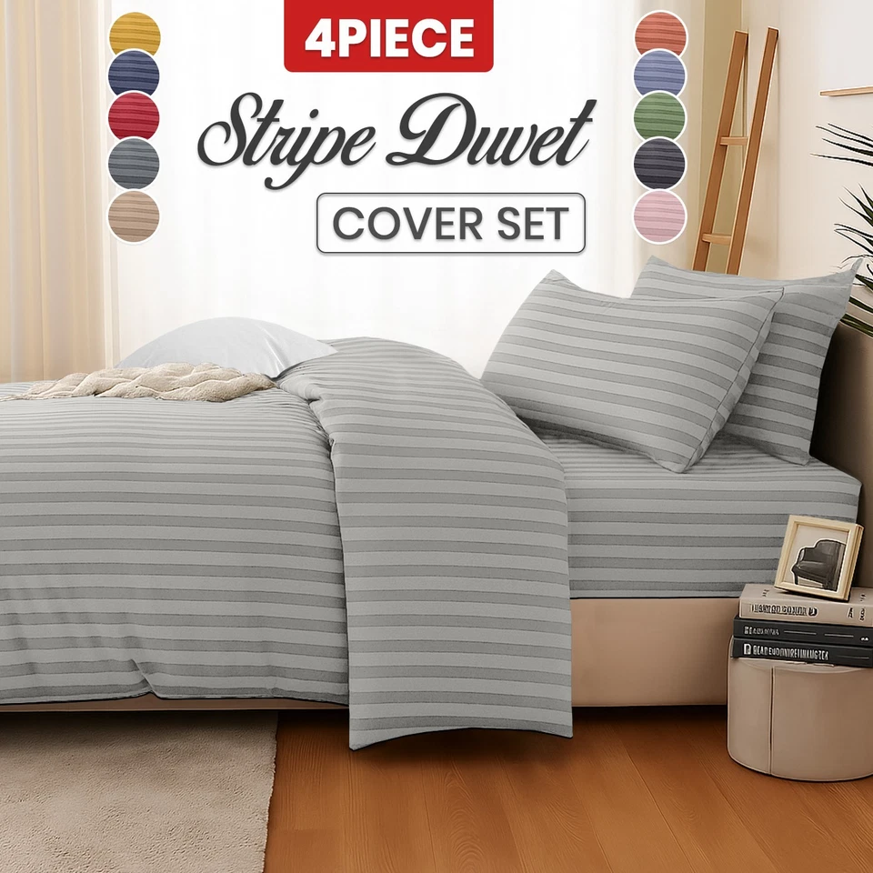 MOONLIGHT BEDDING Reversible Duvet Cover King Size 4 Piece Bedding Set & Fitted Sheet & Pillowcase