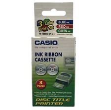 Casio TR-18BRG-3P-W-I Disc Title Printer Ink Ribbon Cassette Blue/Red/Green New