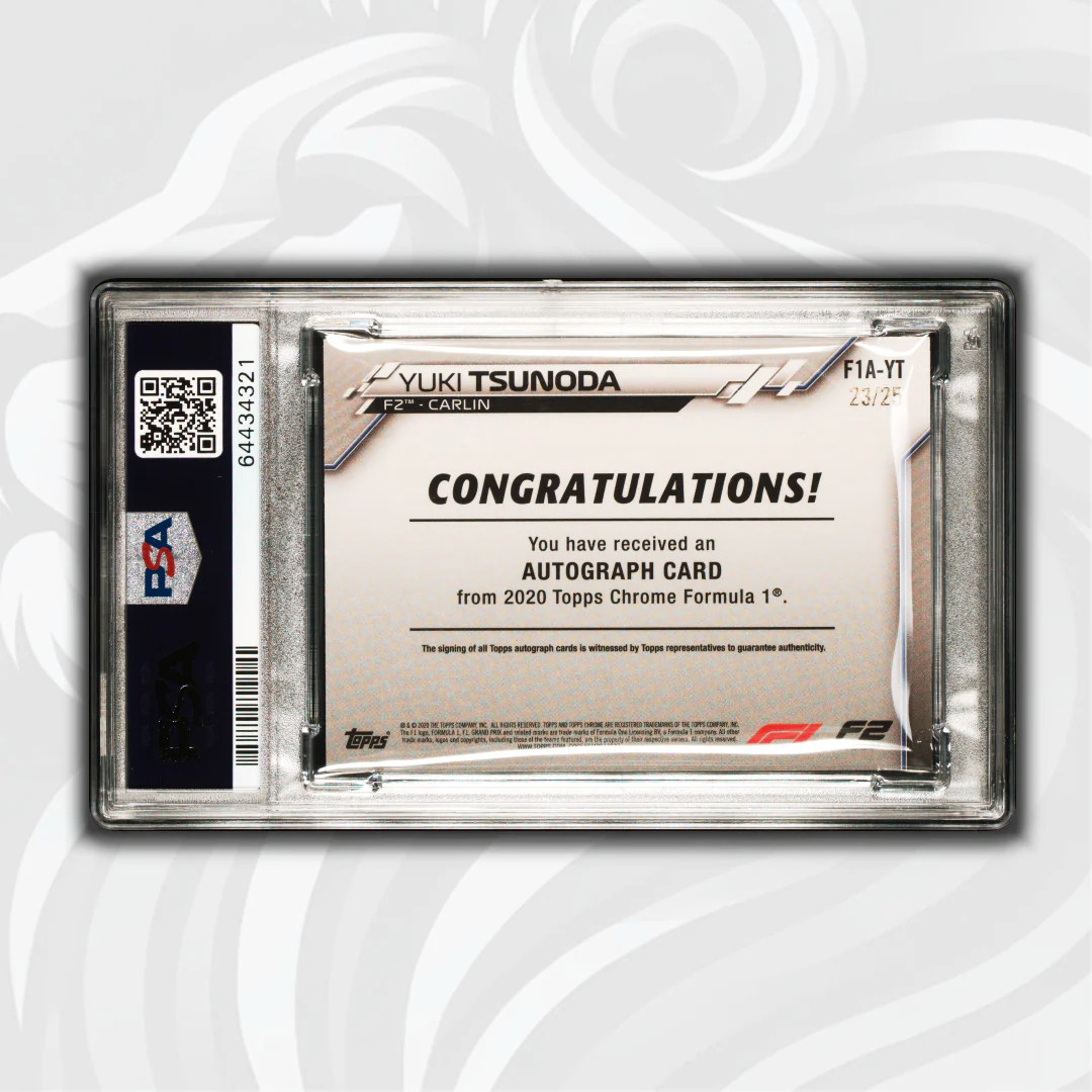 PSA 9 - /10 Yuki Tsunoda #YT - 2020 Topps Chrome F1 - Auto Orange