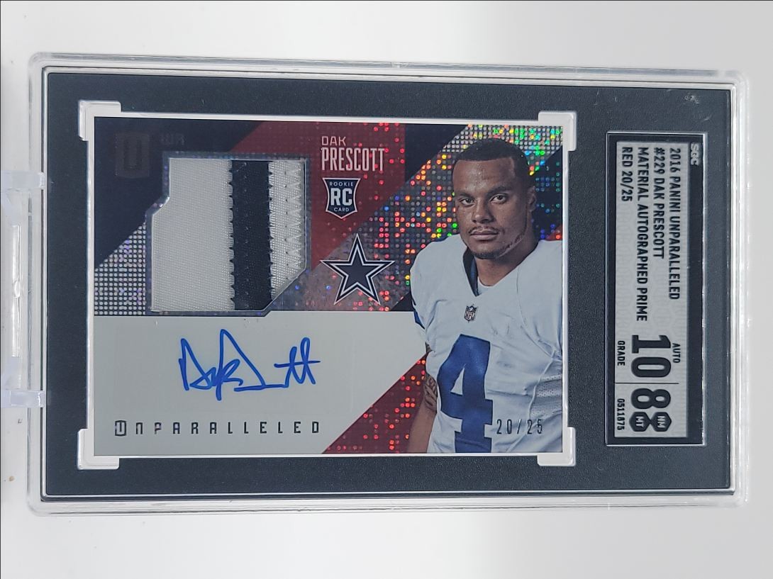 Dak Prescott Panini Unparalleled #229 Autograph Jersey Prime-Red