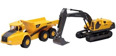 NEWRAY, Bagger VOLVO EC460B LC und Dumper VOLVO A40D mit seinem, 1/32, NEW01026