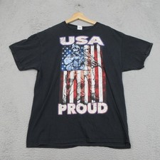 USA Proud Shirt Mens XL American Flag Military Soldier Patriotic Graphic Tee