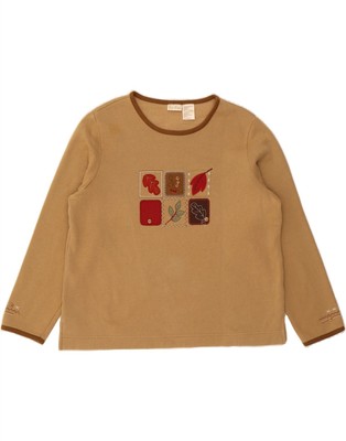Bobbie Brooks Damen Grafik Oversize Sweatshirt Pullover UK 18 XL Beige AK10