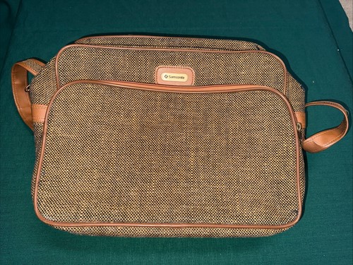 Vintage SAMSONITE - BROWN TWEED - Carry-On LUGGAGE Shoulder Bag