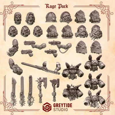 Crimson Lords Rage Pack Upgrade Bits | 16K Resin 3D Printed [Greytide]