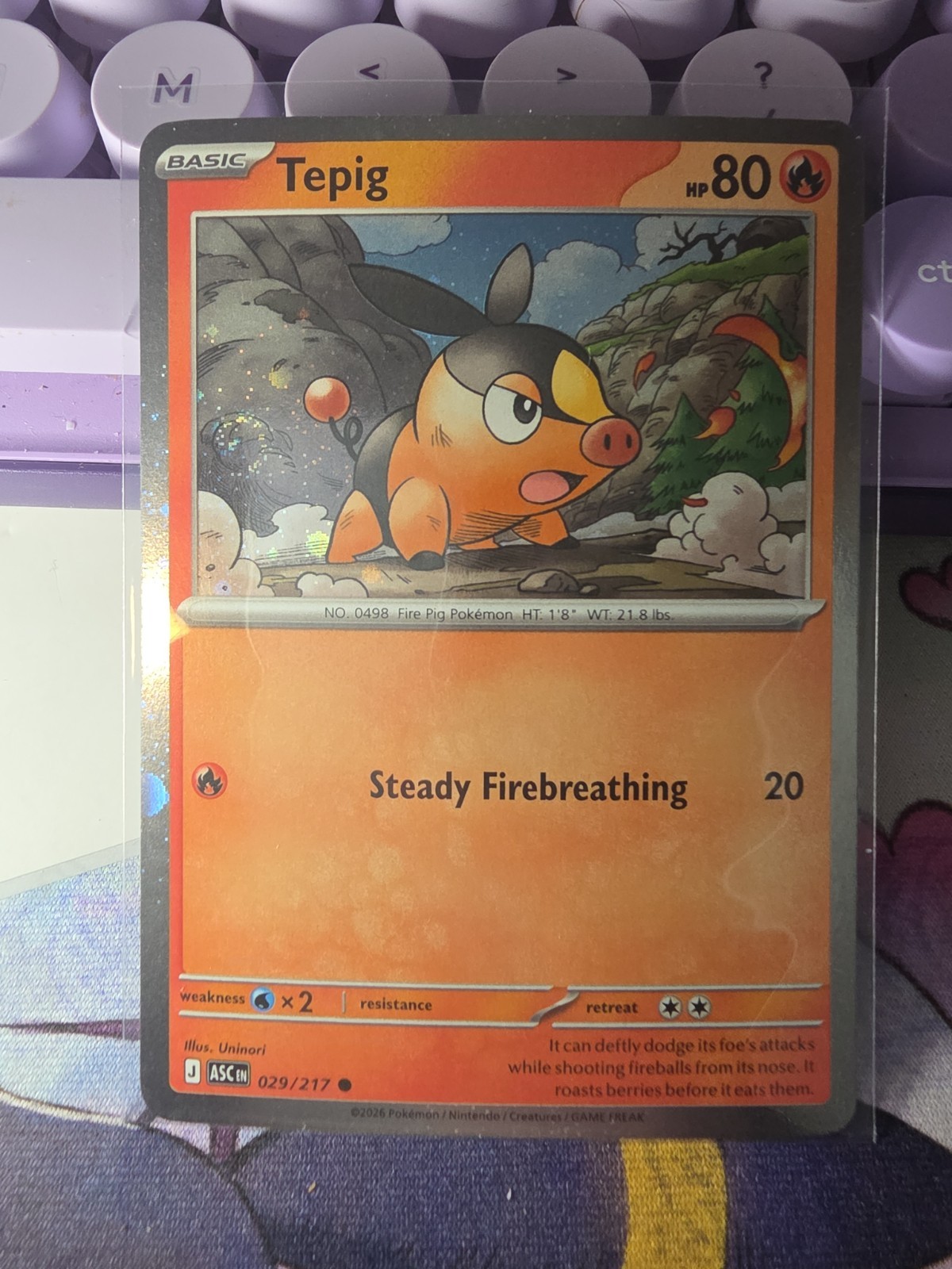 Pokemon Ascended Heroes #29 Tepig Cosmos Holo With Swirl