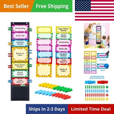 Student Behavior Clip Chart for Classroom Management Kids Reward Pocket Chart...