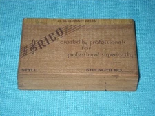 VERY VINTAGE RICO CLARINET REED PACKAGING - WOOD BOX - COOL COLLECTOR'S ITEM