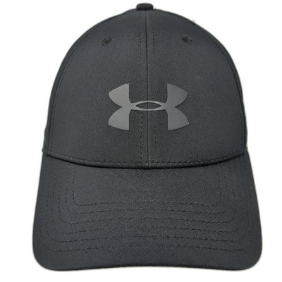 Under Armour Fitted Hat Black Large Vent Holes Logo Outdoor Solid