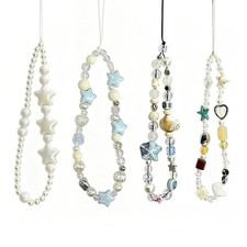 Camera Wrist Strap 4Pcs, Pearl Beaded Phone Lanyard, Beach Style