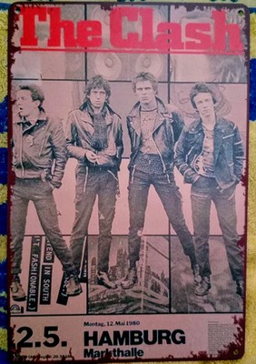 THE CLASH HAMBURG 1980  GIG PROMO - MOTIV BAR DEKORATION PUNK BLECH/METALLSCHILD