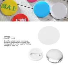 100 Sets Pin Back Button Parts Round Shape Metal Back Pin DIY Blank Button Badge