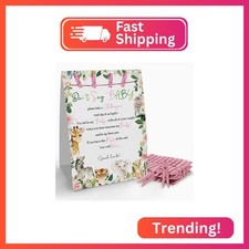 Don't Say Baby Clothespin Game Sign 1 Sign  50 Mini Clothespins , Pink Rose Sa
