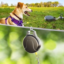 30ft Dog Tie Out Cable and Retractable Leash, 2-in-1 Lead 1 PACK, Black