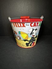Vintage Felix The Cat Schylling Tin Pail Sand Bucket 12