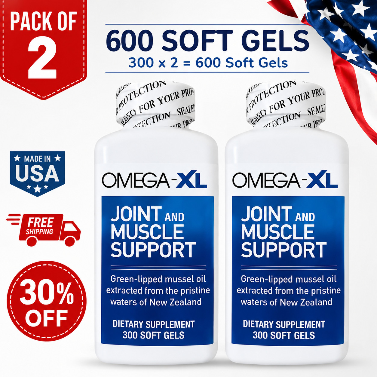 Soft Gels Pack of 2 | 600 Soft Gels | Joint & Muscle Support |Fast Free Shipping