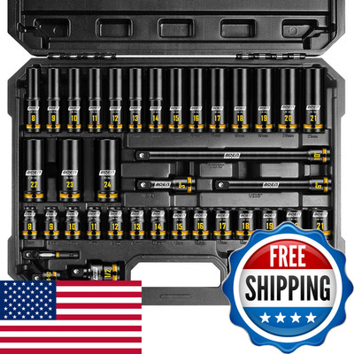 Boen 40-Pieces 1/2 Drive Impact Socket Set Metric 8-24Mm Deep Shallow Socket