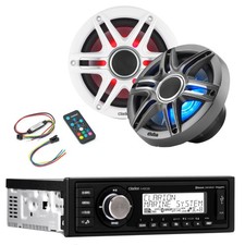 Clarion M508 Marine Single Din with CMSP-651RGB-SWG 6.5-inch Premium Marine C...