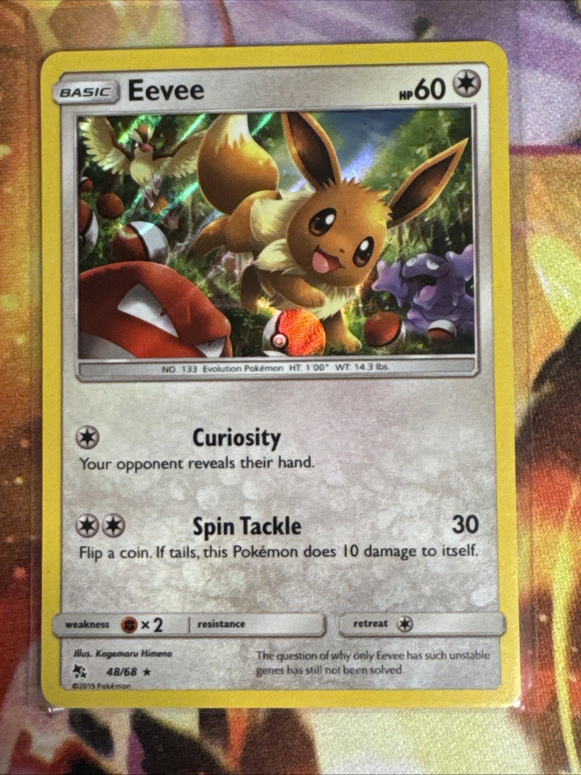 Eevee 48/68 Holo Rare Hidden Fates Pokemon Near Mint