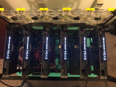 6 Gpu Mining Rig Evga Gtx 1060 Superclocked 200 Mh S Eth Ebay