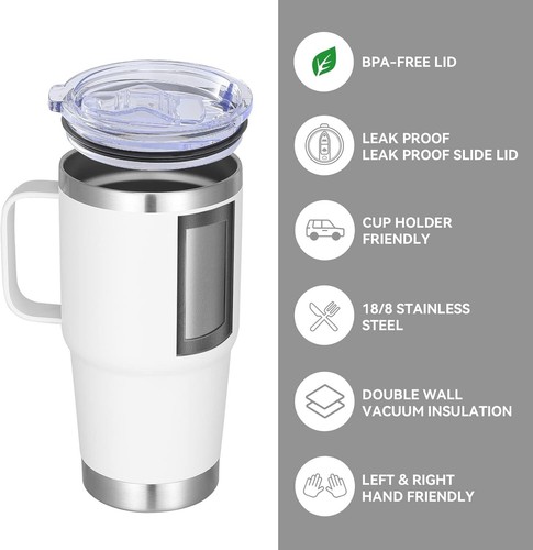 Stylish 20 oz Insulated Tumblers with Handle - Perfect Gift for Any Occasion - Picture 6 of 10