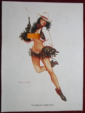 Olivia De Berardinis Sexy Girl Magazine Pin-Up Art ~ Cowgirl, Straight Shooter