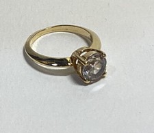 Vintage Retro Round Cut CZ Solitaire Size 6.25 Gold Plated Sparkly