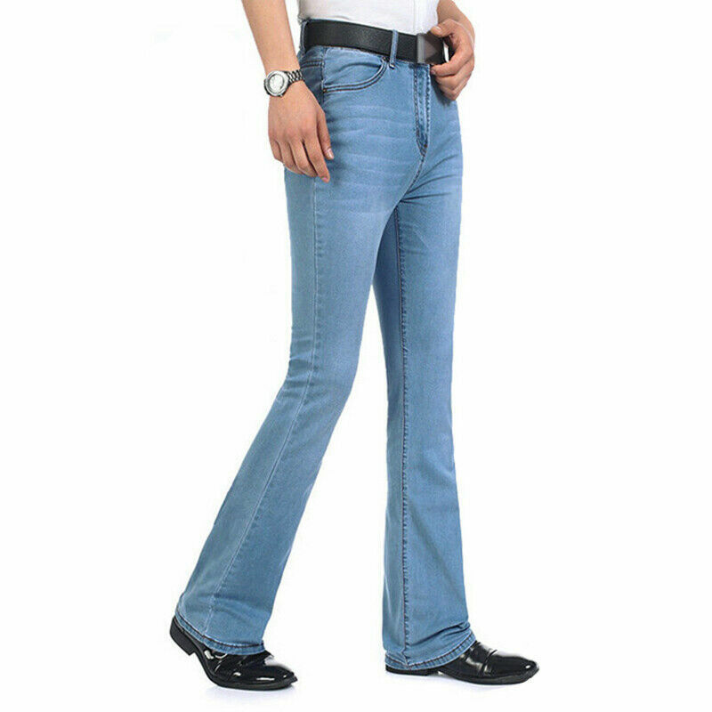 Men Denim Flare Bootcut Pants 70s Western Cowboy Bell Bottom Men Denim Flare Bootcut Pants 70s Western Cowboy Bell Bottom