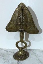 Vintage Large Solid Brass African Gold Color Statue Fang Style Reliquary