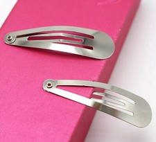 50 Craft Silver Tone Snap Hair Clips Baby Bows Hair Bows 48mm Hair Access