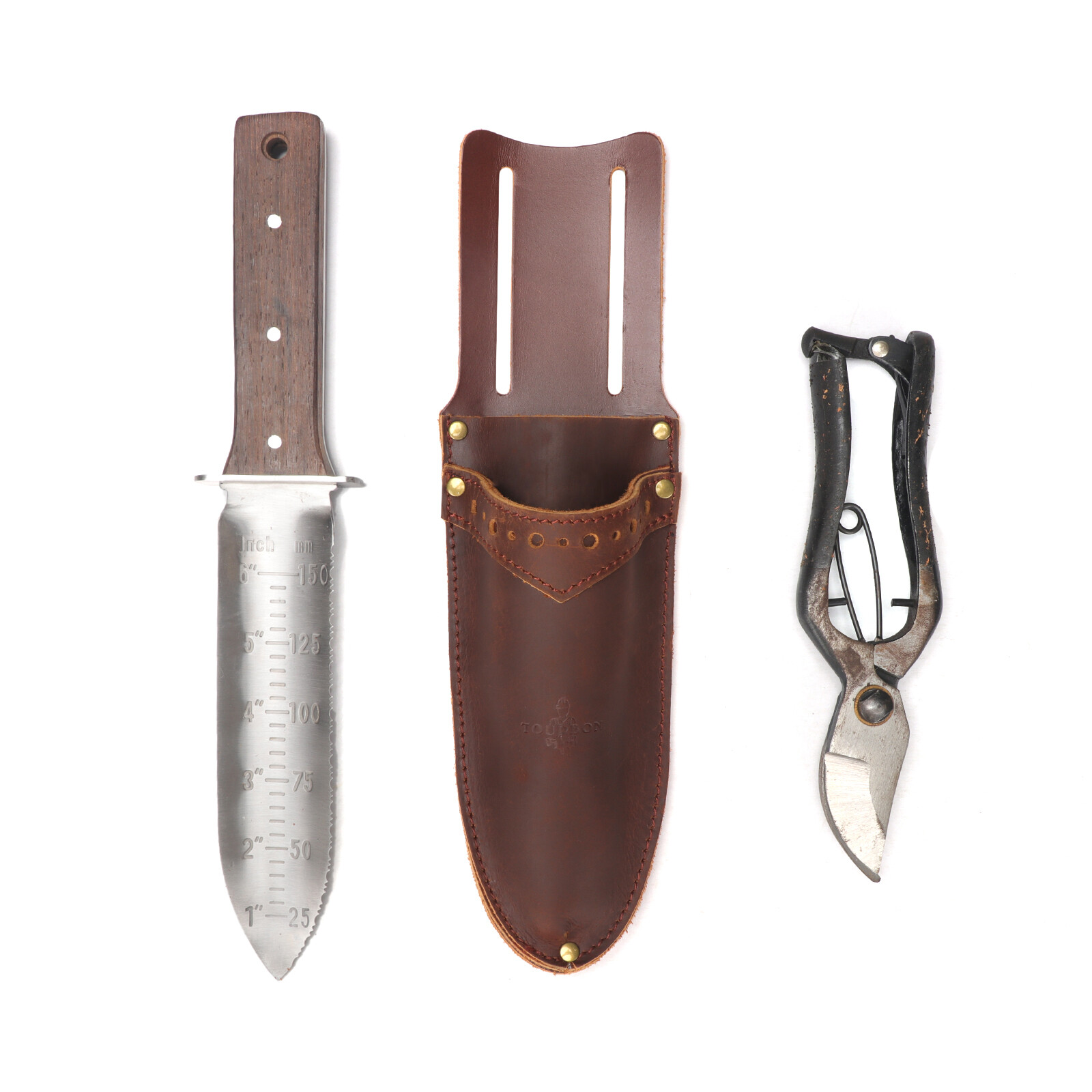 TOURBON Leather Garden Shears Sheath 2 in 1 Tools Case Scissors Saw Belt Holder