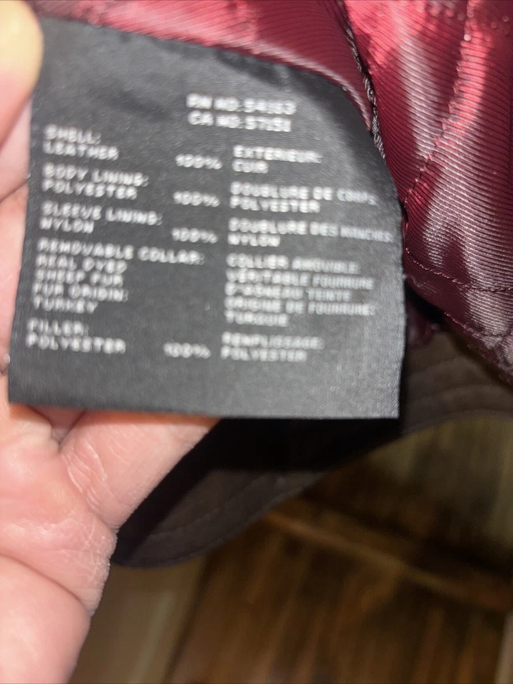 Marc New York Andrew Marc Cuello de piel de oveja desmontable de cuero marrón talla grande Foto 3 de 4