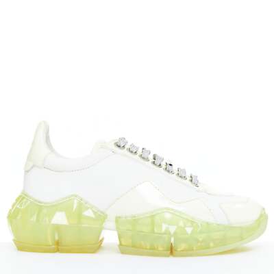 JIMMY CHOO Diamond white mint green jelly sole dad sneakers