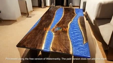Solid Epoxy Resin Top Center Sofa Dining Table Handmade Wooden Live Edge Decors