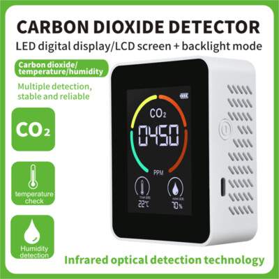 6 in 1 Air Quality Monitor PM CO2 Meter Carbon Dioxide Level TVOC HCHO Detector