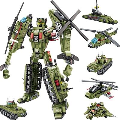 Details about   New Transformer 733pcs Robot Building Block Military Tank Helicopter Boat 6 in1