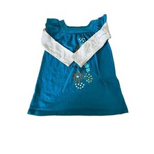 Tea Collection Floral Dress, Grey Sleeves, Size 4