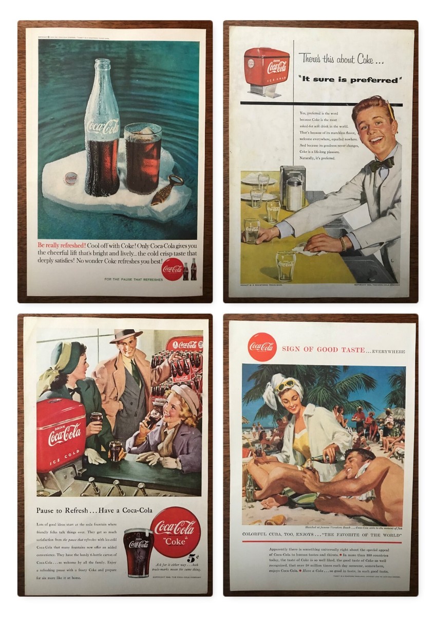 1948, 1954, 1958, 1960 Coca-Cola vintage magazine ads - Coke ads