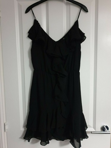 H\u0026M BLACK LBD STUNNING SHEER RUFFLE 