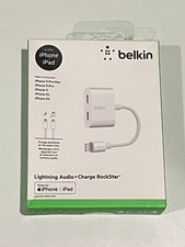 Belkin Audio + Charge Rockstar Adapter for iPhone - White OPEN BOX