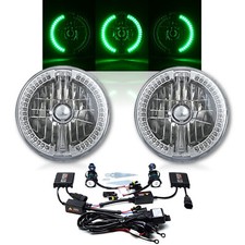 7 Hid Green Sc Led Halo Ring Angel Eye Headlight 6000k 6k Light Lamp Bulbs Pair