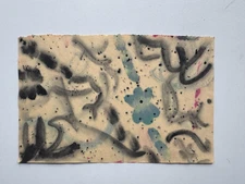 Colorful Small Vintage Abstract  Watercolor Painting 1990's Outsider Art 9x6