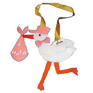Nascita Cicogna Rosa Da Bambina Personalizabile Con Il Nome In Feltro 30x32cm Ebay