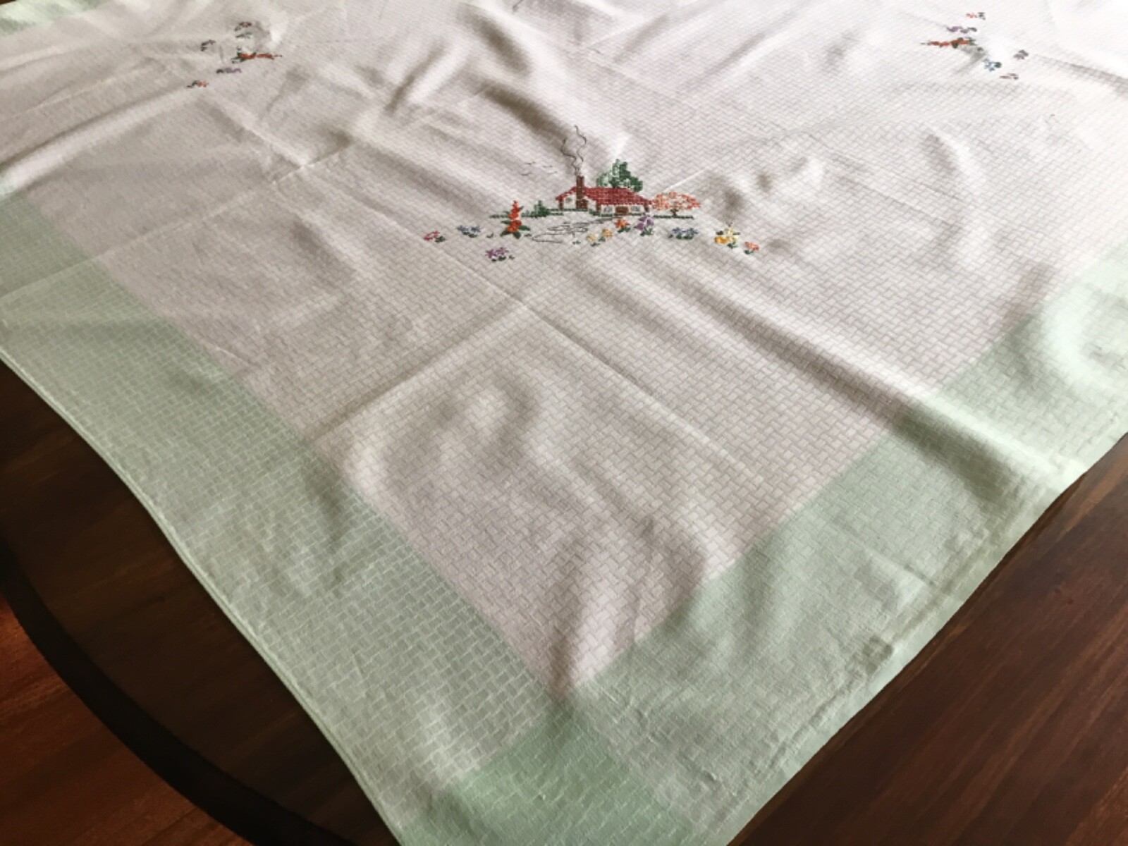 Vintage Semco Hand Embroidered Tablecloth eBay