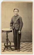 HANDSOME YOUNG BOY WEARING SUIT, MESSY HAIR. CDV. PITTSBURGH, PA.