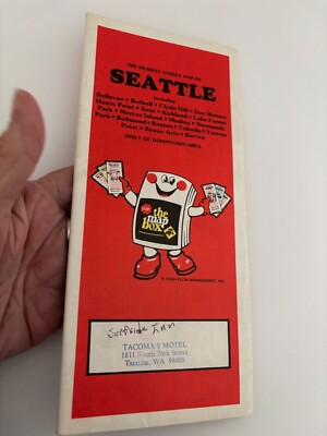 Vtg 1969 SEATTLE WASHINGTON Transportation STREET Map HIGHWAY 4X9 MURRAY