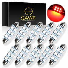10 X Sawe Red 44mm Festoon 6smd Bulb Led Dome Map Interior Light 578 211-2 212-2