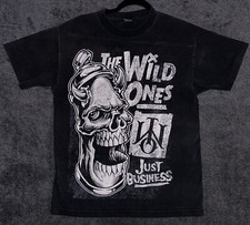 Vintage Famous Stars The Wild Ones Just Business Shirt Skull Made In USA