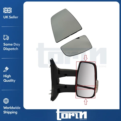 LEFT WING MIRROR GLASSES UPPER & LOWER PASSENGER SIDE FOR FORD TRANSIT MK8 14-21